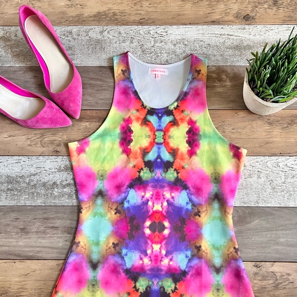 SOLD. Nameless Tie Dye Bodycon Mini Dress Size Medium - Picture 7 of 13